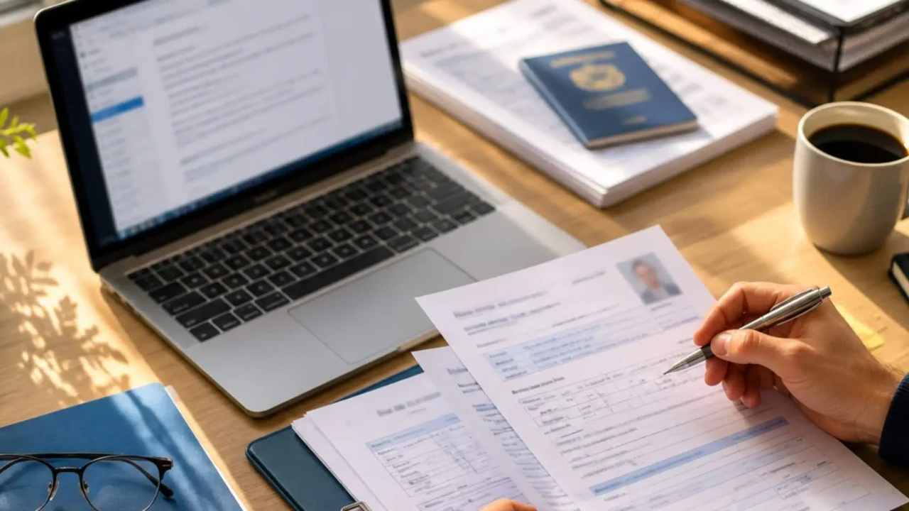 شخص يجهّز ملف الترشيح والسيرة الذاتية للتقديم على تكوين مهني في ألمانيا